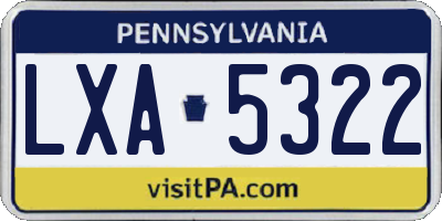 PA license plate LXA5322