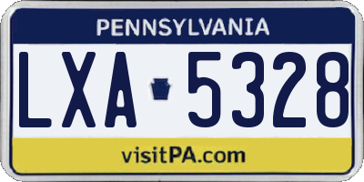 PA license plate LXA5328