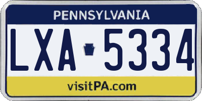 PA license plate LXA5334