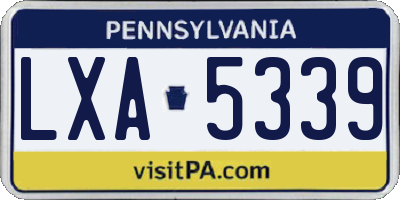 PA license plate LXA5339