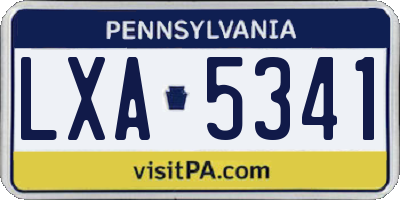 PA license plate LXA5341