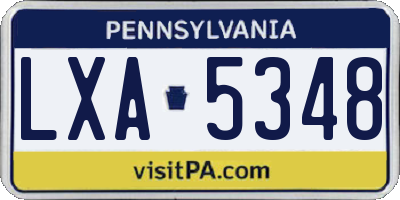 PA license plate LXA5348