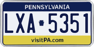 PA license plate LXA5351