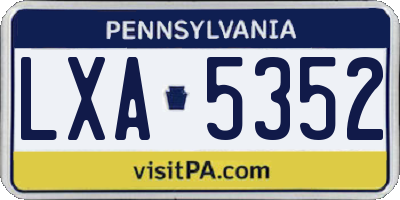 PA license plate LXA5352