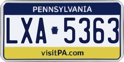 PA license plate LXA5363