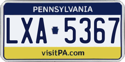 PA license plate LXA5367