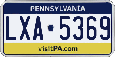 PA license plate LXA5369