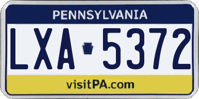 PA license plate LXA5372