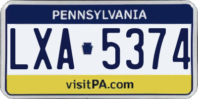 PA license plate LXA5374