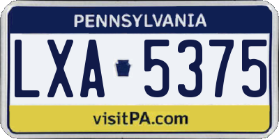 PA license plate LXA5375