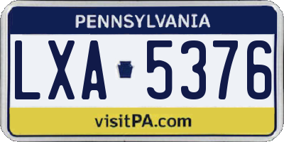 PA license plate LXA5376