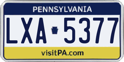 PA license plate LXA5377