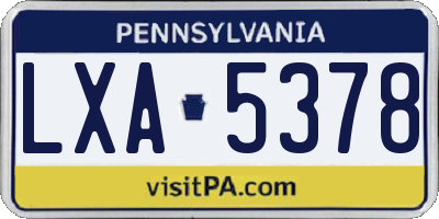 PA license plate LXA5378