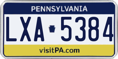 PA license plate LXA5384