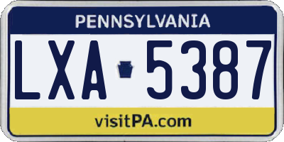 PA license plate LXA5387