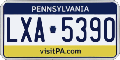 PA license plate LXA5390