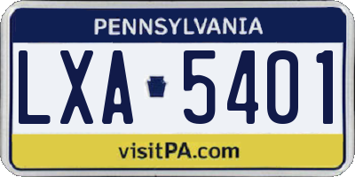 PA license plate LXA5401