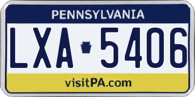PA license plate LXA5406
