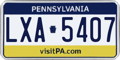 PA license plate LXA5407