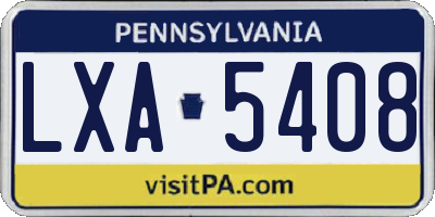 PA license plate LXA5408