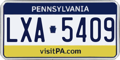 PA license plate LXA5409