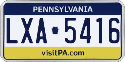 PA license plate LXA5416