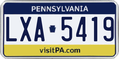 PA license plate LXA5419
