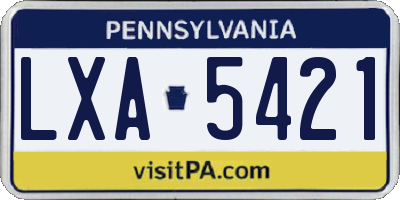 PA license plate LXA5421