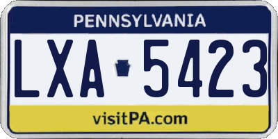PA license plate LXA5423