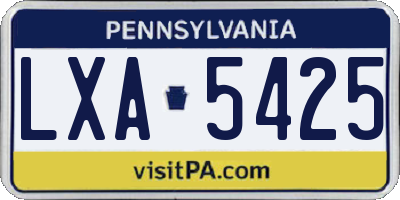 PA license plate LXA5425