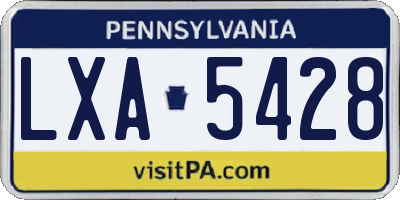 PA license plate LXA5428