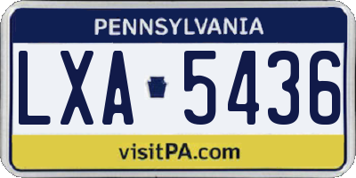 PA license plate LXA5436