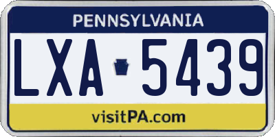 PA license plate LXA5439