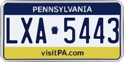 PA license plate LXA5443