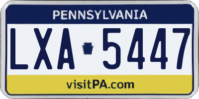 PA license plate LXA5447