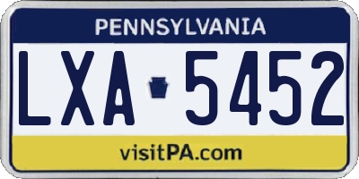 PA license plate LXA5452