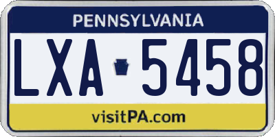 PA license plate LXA5458