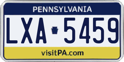 PA license plate LXA5459