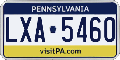PA license plate LXA5460