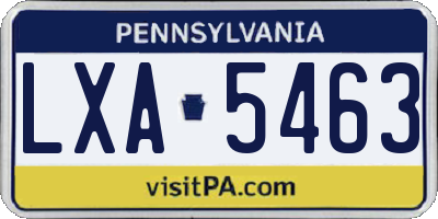 PA license plate LXA5463