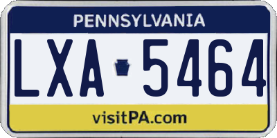 PA license plate LXA5464