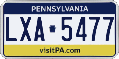 PA license plate LXA5477