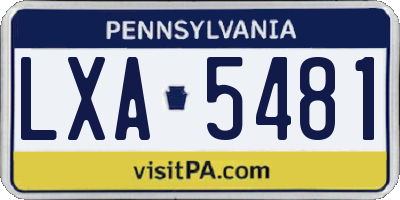 PA license plate LXA5481
