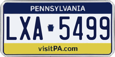 PA license plate LXA5499