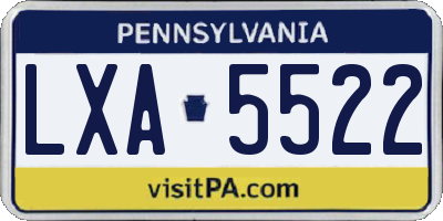 PA license plate LXA5522