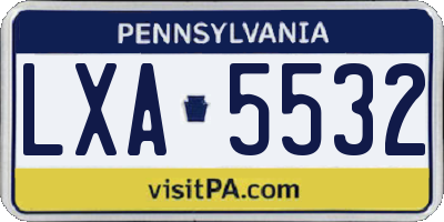 PA license plate LXA5532