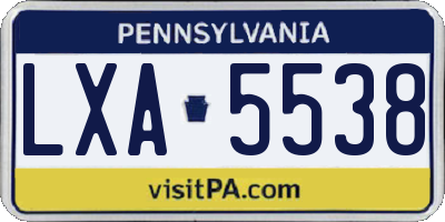 PA license plate LXA5538