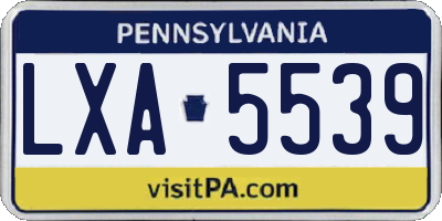 PA license plate LXA5539