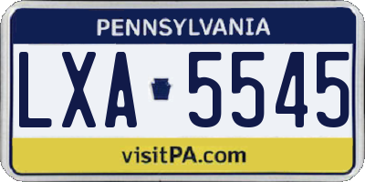 PA license plate LXA5545