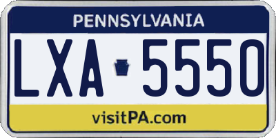 PA license plate LXA5550